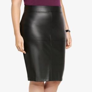 Plus size Faux Leather Midi Skirt